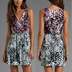 Diane Von Furstenberg Silk Oblixe Dress in Leopard Rain Spots Combo Size 2